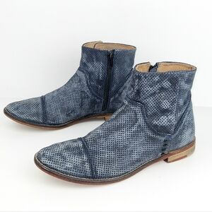 Free People Ankle Snap Boots Black Gray Leather 8.5